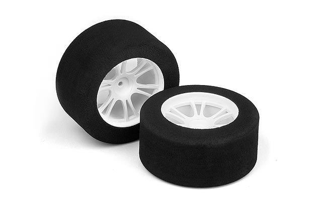 XRAY 389581 M18MT Rear Foam Tire Mounted (25Deg) - White (2)