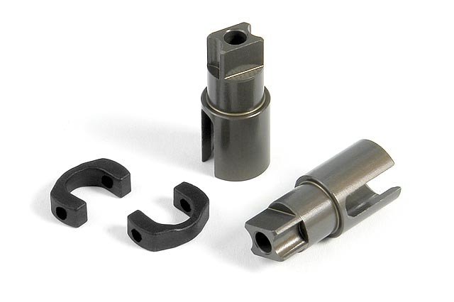 XRAY 305136 Aluminum Solid Axle Driveshaft Adapters (2) - Hard Coated