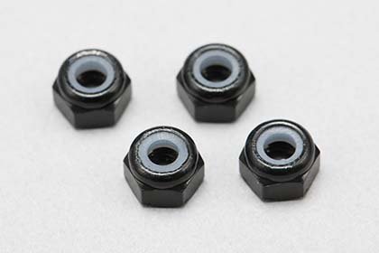 Yokomo ZC-N3ABKA M3 Aluminum nylon lock nut (Black 4pcs)